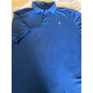 Polo Ralph Lauren Polo Shirt Blue Yellow Pony Mens XL 25x31.5 Casual Collared‎